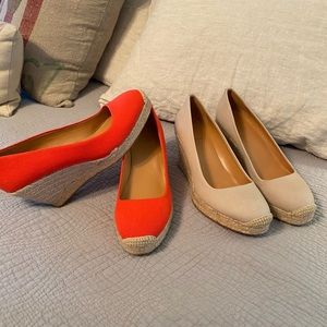 Two pair JCrew espadrille wedges